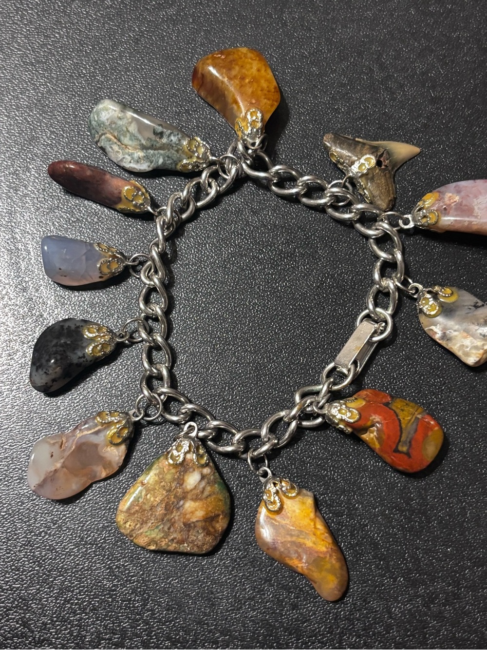 Boho Natural Stone Charm Bracelet - cha cha bracelet Earthy tone jewelry